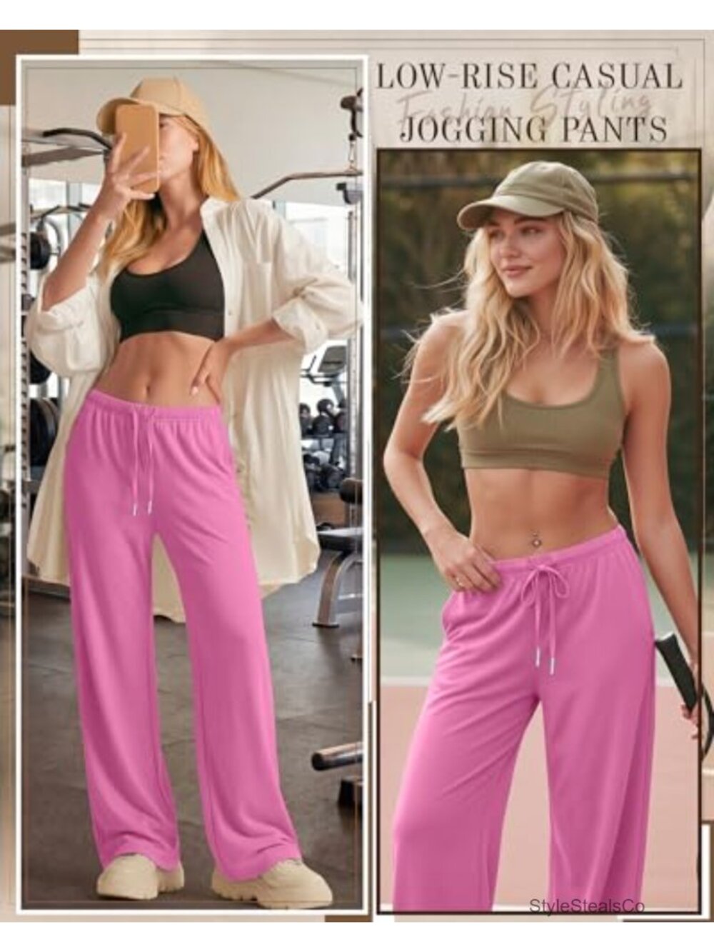 Womens Baggy Wide Leg Sweatpants Low Rise Drawstring Pockets Oversized Lounge - Picture 4 of 6